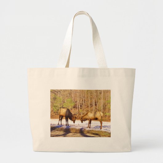 2~ 2 Bull Elk in de sneeuw Grote Tote Bag (Voorkant)