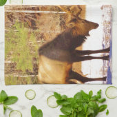 2~ 2 Bull Elk in de sneeuw Theedoek (Gevouwen)