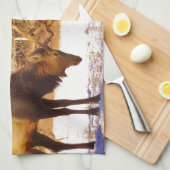 2~ 2 Bull Elk in de sneeuw Theedoek (Quarter Fold)