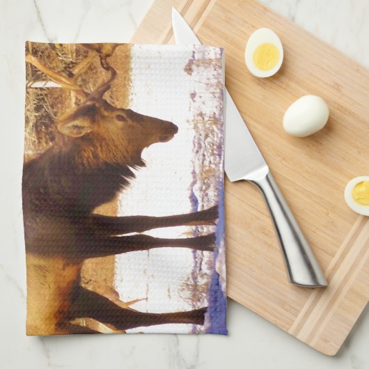 2~ 2 Bull Elk in de sneeuw Theedoek (Quarter Fold)