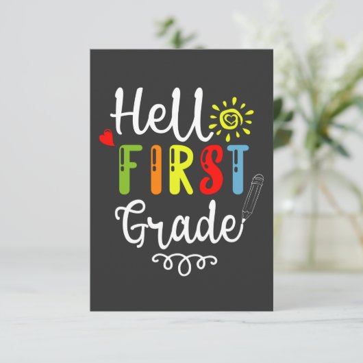 2/2- Hallo eerste graad Shirt, eerste graad studen Bedankkaart (Staand voorkant)