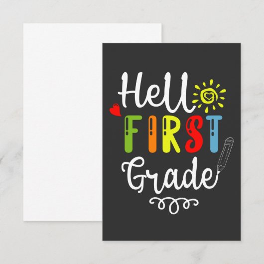 2/2- Hallo eerste graad Shirt, eerste graad studen Bedankkaart (Voorkant / Achterkant)