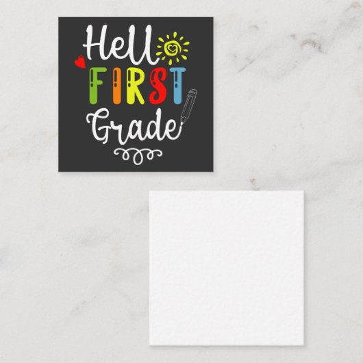 2/2- Hallo eerste graad Shirt, eerste graad studen Vierkante Visitekaartje (Voorkant / Achterkant)