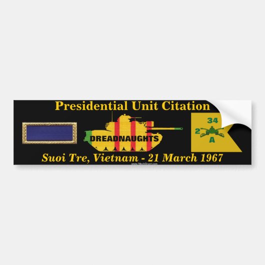 2/34e aanhaling van de presidentiële eenheid Armor Bumpersticker (Voorkant)
