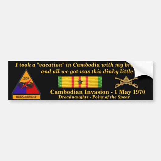 2/34e Armor Cambodian Vacation Bumpersticker (Voorkant)