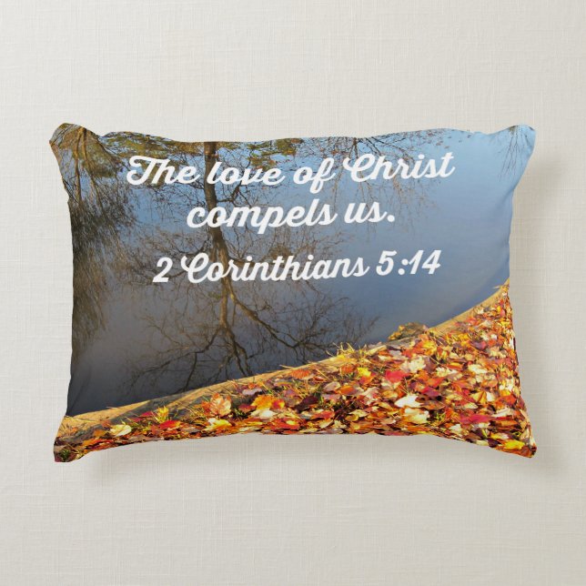 2 5:14 De liefde van Christus dwingt ons. Accent Kussen (Voorkant)