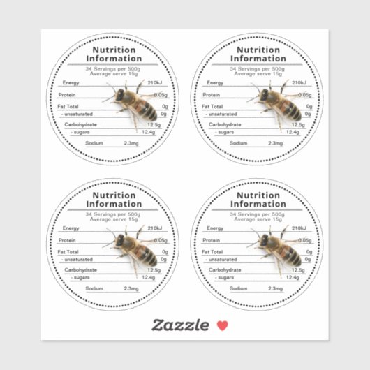 2,5" Heldere Australische Honing Voeding met Bij Sticker (Vel)