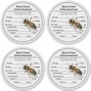 2,5" Heldere Australische Honing Voeding met Bij Sticker