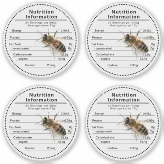 2,5" Heldere Australische Honing Voeding met Bij Sticker (Voorkant)