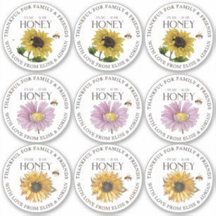 2.5" Honing Dankbaar voor Familie Vrienden Bloemen Sticker