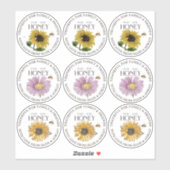 2.5" Honing Dankbaar voor Familie Vrienden Bloemen Sticker (Vel)