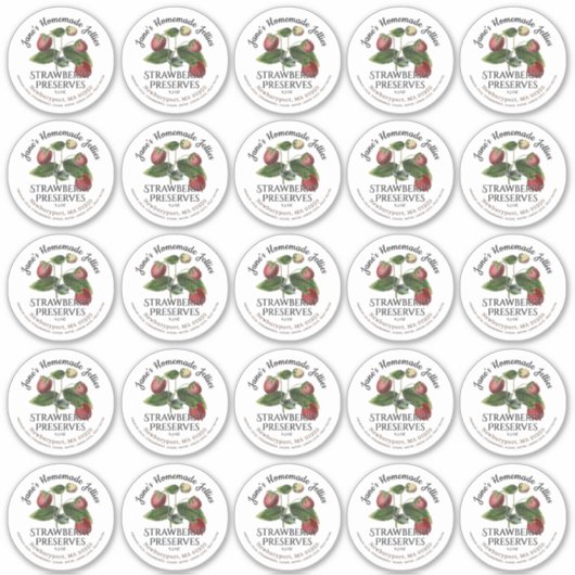 2,5-inch Aardbei Jam-etiket en etiket op het dekse Sticker (Voorkant)