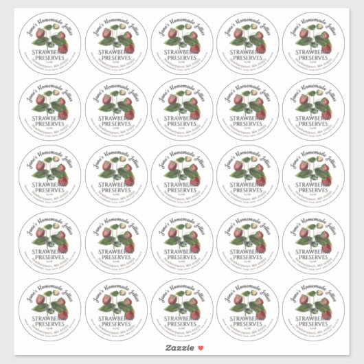2,5-inch Aardbei Jam-etiket en etiket op het dekse Sticker (Vel)