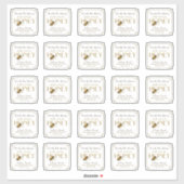 2,5-inch fancy Flying Bee Metallic Gold Honey-gren Sticker (Vel)