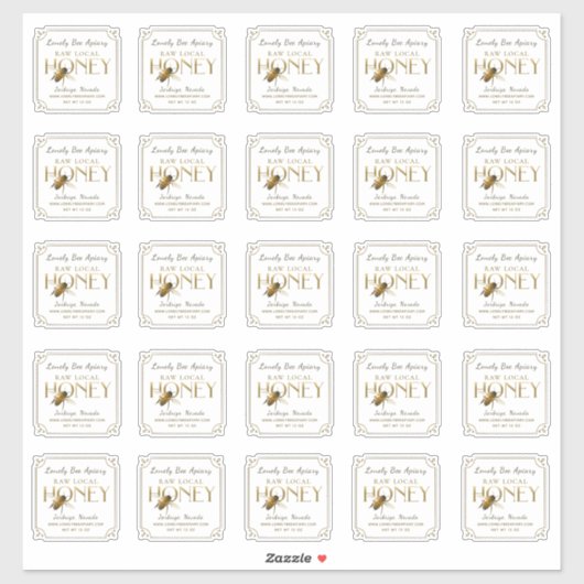 2,5-inch fancy Flying Bee Metallic Gold Honey-gren Sticker (Vel)