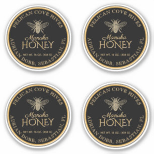 2,5-inch Manuka Honey Black Gold  bee Label