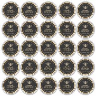 2,5-inch Manuka Honey Black Gold Bee Labels