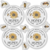 2,5-inch wisbaar honingetiket met zonnebloem en bi sticker (Voorkant)