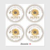 2,5-inch witte honingmoer Jar-etiket Zonnebloem Sticker (Vel)