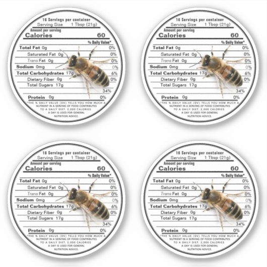 2,5-inch witte moeras jar Honey Nutrition Label Be (Voorkant)