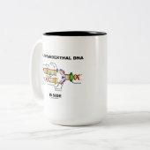 2,5% Neanderthaler DNA Inside (DNA-replicatie) Tweekleurige Koffiemok (Voorkant links)