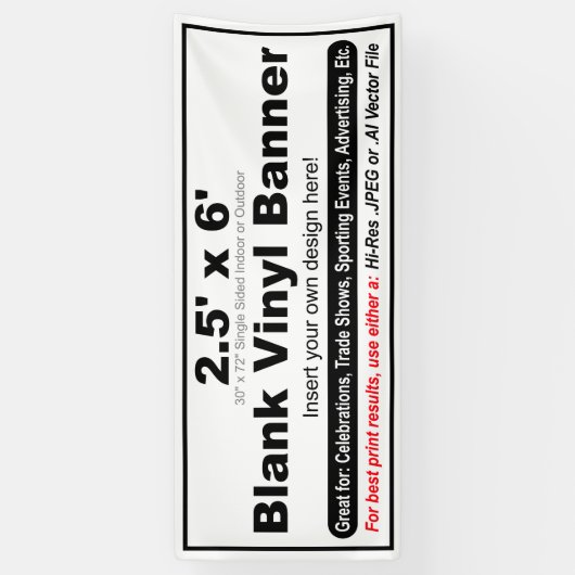 2,5 x 6 inch design uw eigen banner (Verticaal)