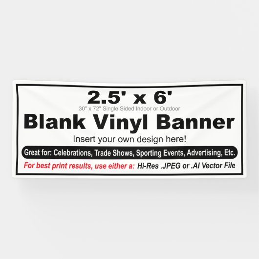 2,5 x 6 inch design uw eigen banner (Horizontaal)