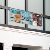 2.5'x6' bedrijfsaankondiging blauwe houten schuurd spandoek (Buitenkant Gebouw)