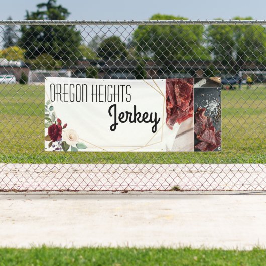 2.5'x6' Business Aankondiging White Roses Gold Geo Spandoek (Insitu)