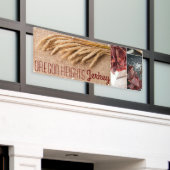 2.5'x6' Zakelijke Aankondiging Tarwe op Burlap Sac Spandoek (Buitenkant Gebouw)