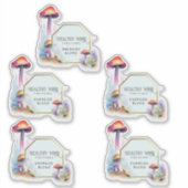 2,7 x 2,9 inch paddenstoelvormige etiketten sticker (Voorkant)