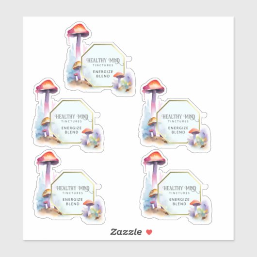 2,7 x 2,9 inch paddenstoelvormige etiketten sticker (Vel)