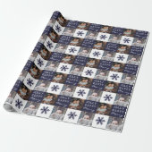 2 Aangepaste foto's Snowflake Merry Jolly Kerstmis Cadeaupapier (Uitgerold)