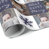 2 Aangepaste foto's Snowflake Merry Jolly Kerstmis Cadeaupapier (Rol Hoek)