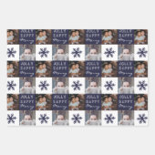 2 Aangepaste foto's Snowflake Merry Jolly Kerstmis Inpakpapier Vel (Voorkant)