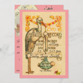 2 Aankondiging van een ronde roze  stijl (Voorkant / Achterkant)