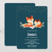 2 Aardige & Cozy Kleine Rode Vossen Verjaardag Kaart (Voorkant / Achterkant)