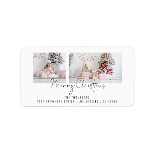 2 Adres voor Merry kerkerst met fotoscript Etiket (Voorkant)