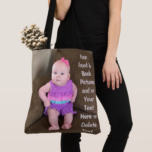 2 Afbeeldingen en Jouw tekst op gepersonaliseerde Tote Bag (Dichtbij)