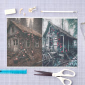 2 Afbeeldingen van het oude huis in de Bossen Deco Tissuepapier (Craft)