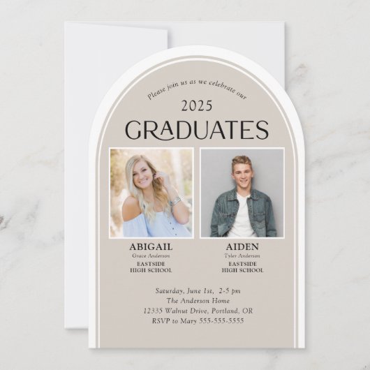 2 Afgestudeerden dubbele Afstuderen boog Kaart (Voorkant)