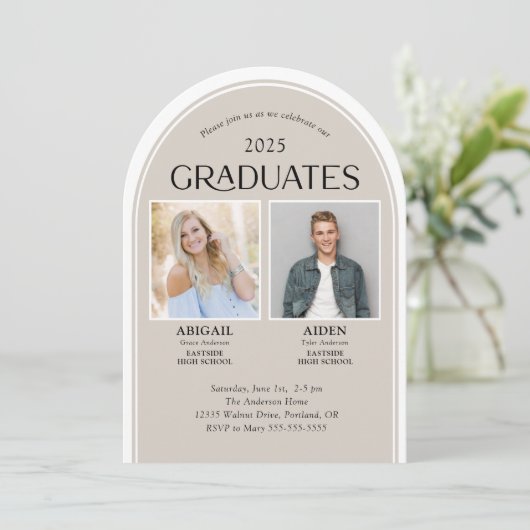 2 Afgestudeerden dubbele Afstuderen boog Kaart (Staand voorkant)