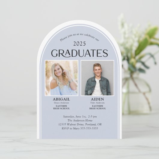 2 Afgestudeerden dubbele Afstuderen boog Kaart (Staand voorkant)