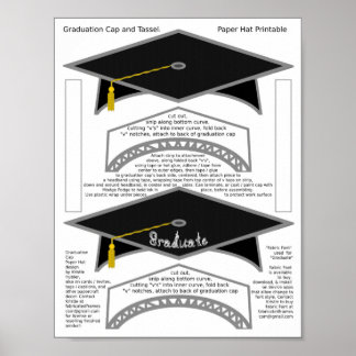 2 Afstudeerhoed Zwart Papier Heden Afgestudeerde P Poster