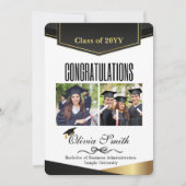 2 Afstuderen foto Gefeliciteerd Black Gold Feestdagenkaart (Voorkant)