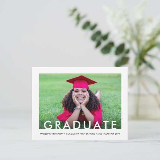 2 Afstuderen foto's Modern Minimal Graduation Part Uitnodiging Briefkaart (Staand voorkant)