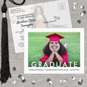 2 Afstuderen foto's Modern Minimal Graduation Part Uitnodiging Briefkaart