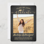 2 Afstuderen met foto's geborsteld zwart en Gold S Aankondiging (Voorkant)