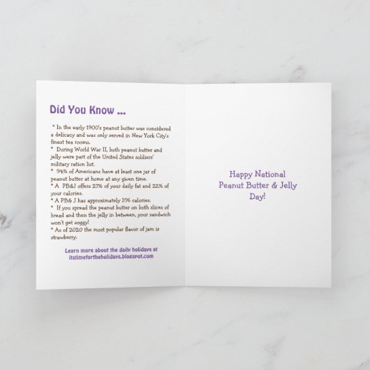 2 april is Nationale Pindakaas en Jam Dag Kaart (Binnen)