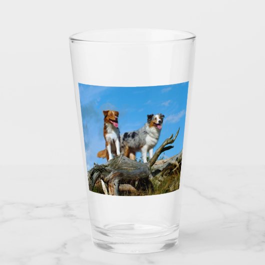 2 australische herders glas (Voorkant)